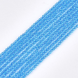 Aciano Azul Cuarzo sintético cuentas de cristal hebras, teñido, facetados, cuentas redondas con corte de estrella, azul aciano, 2 mm, agujero: 0.5 mm, sobre 215 unidades / cadena, 14.7 pulgada