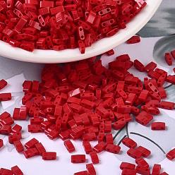 (HTL408) Rouge Opaque Perles miyuki demi tila, perles de rocaille japonais, 2 trou, (htl 408) rouge opaque, 5x2.3x1.9mm, trou: 0.8 mm, environ 2500 pcs / 100 g