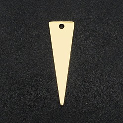Real 18K Gold Plated 201 Stainless Steel Pendants, Laser Cut, Triangle, Real 18K Gold Plated, 25x7x1mm, Hole: 1.6mm
