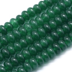 Зеленый Природного нефрита нитей бисера, окрашенные, рондель, зелёные, 8x5 мм, отверстие : 1 мм, около 74 шт / нитка, 15.15 дюйм (38.5 см)