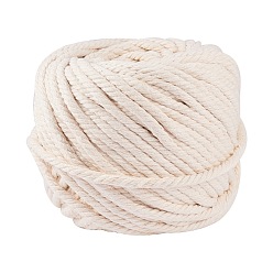White Macrame Cotton Cord, Twisted Cotton Rope, for Wall Hanging, Plant Hangers, Crafts and Wedding Decorations, White, 6mm, about 60m/roll