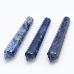 Sodalite Natural Sodalite Pointed Beads, Healing Stones, Reiki Energy Balancing Meditation Therapy Wand, Bullet, Undrilled/No Hole Beads, 50.5x10x10mm