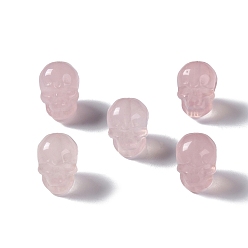 Розовый Кварц Природного розового кварца бусы, череп, 13x10x11.5 мм, отверстие : 1 мм