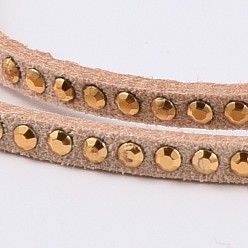 BurlyWood Remache faux suede cord, encaje de imitación de gamuza, con aluminio, burlywood, 3x2 mm, sobre 20 yardas / rodillo