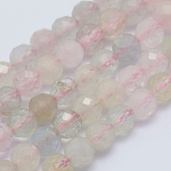 Morganite Natural Morganite Beads Strands, Faceted Round, Grade A+, 4mm, Hole: 1mm, about 108pcs/strand, 15.7 inch(40cm)