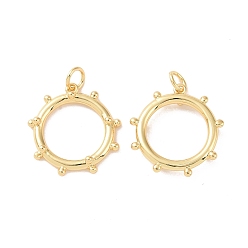 Real 18K Gold Plated Rack Plating Brass Pendants, with Jump Ring, Cadmium Free & Lead Free, Long-Lasting Plated, Long-Lasting Plated, Round Ring, Real 18K Gold Plated, 19.5x19x3.5mm, Jump Ring: 5x1mm, Inner Diameter: 3mm