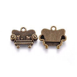 Antique Bronze Tibetan Style Alloy Pendants, Lead Free and Cadmium Free, Antique Bronze, Sofa, 14x16x3mm, Hole: 2mm