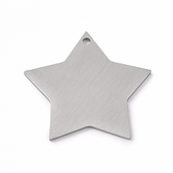 Stainless Steel Color 304 Stainless Steel Pendants, Double Side Drawbench, Stamping Blank Tag, Star, Stainless Steel Color, 26.5x28x1mm, Hole: 1.6mm