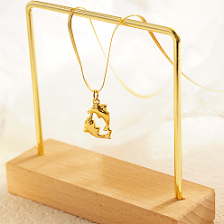 Golden Stainless Steel Pendant Necklace for Women, Dolphin, Golden, 17.72 inch(45cm)