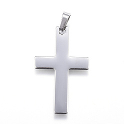 Stainless Steel Color 304 Stainless Steel Pendants, Latin Cross, Stainless Steel Color, 36.5x22x1mm, Hole: 4x7mm