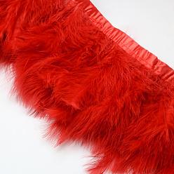Red Fashion Feather Cloth Strand Costume Accessories, Red, 120~190x28~56mm, about 2m/bag