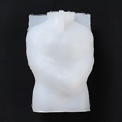 Blanco Moldes de silicona para hacer velas de hombres desnudos diy, moldes de fundición de gel de sílice, blanco, 9.6x6.6x4.3 cm, diámetro interior: 2.35x4.8 cm