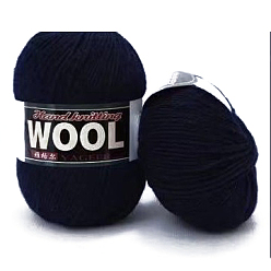 Prussian Blue Polyester & Wool Yarn for Sweater Hat, 4-Strands Wool Threads for Knitting Crochet Supplies, Prussian Blue, about 100g/roll
