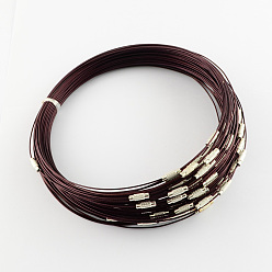 Coconut Brown Steel Wire Bracelet Cord DIY Jewelry Making, with Brass Screw Clasp, Coconut Brown, 225x1mm