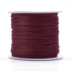 Темно-Красный Нейлоновая нить, ювелирные изделия шнур нейлона для пользовательских ювелирных изделий делает тканые, темно-красный, 0.6 мм, около 142.16 ярдов (130 м) / рулон