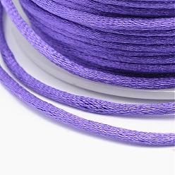 Pourpre Moyen Polyester cordon, cordon de rattail satiné, pour la fabrication de bijoux en perles, nouage chinois, support violet, 2 mm, environ 100 mètres / rouleau