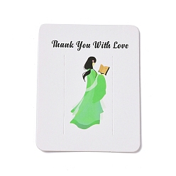 Human Rectangle Paper Hair Clip Display Cards, Jewelry Display Cards for Hair Clip Storage, White, Girl Pattern, 9x7x0.05cm