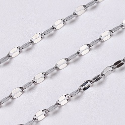 Stainless Steel Color 304 Stainless Steel Cable Chains, Dapped Chains, Decorative Chains, Soldered, with Flat Oval Connector, Stainless Steel Color, 4x2x0.09mm