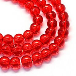 Crimson Baking Painted Transparent Glass Round Bead Strands, Crimson, 6.5mm, Hole: 1.5mm, about 145pcs/strand, 31.8 inch