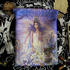 Virgo Bolsas de embalaje de terciopelo de algodón, bolsas de cordón, estilo de pintura al óleo, rectángulo con patrón de constelación, Virgo, 18x13 cm