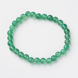 Natural Agate Natural Green Agate Round Bead Stretch Bracelets, 2-1/8 inch(54.5mm), Bead: 6mm