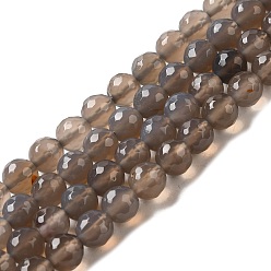 Gris Naturelles gris perle agate, facette, ronde, grises , 8mm