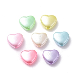 Couleur Mélangete Perles acryliques opaques, cœur, couleur mixte, 11x12x5mm, Trou: 1.8mm, environ1250 pcs / 500 g