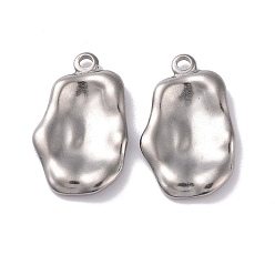 Stainless Steel Color 304 Stainless Steel Pendants, Nuggets, Stainless Steel Color, 26x16x3mm, Hole: 2mm