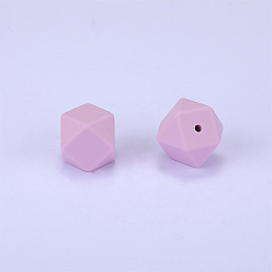 Lilac Hexagonal Silicone Beads, Chewing Beads For Teethers, DIY Nursing Necklaces Making, Lilac, 23x17.5x23mm, Hole: 2.5mm