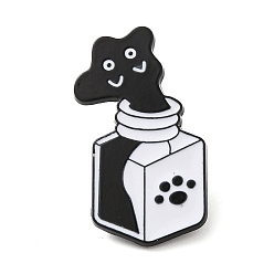 Bottle Liquid Cat Enamel Pins, Black Alloy Badge for Backpack Clothes, Bottle, 32x19x1.4mm
