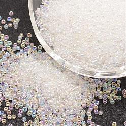 Claro 12/0 etiquetas granos de la semilla de cristal, Grado A, colores transparentes arco iris, Claro, 1.8~2.0 mm, agujero: 0.8 mm, sobre 28000 unidades / libra