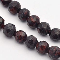 Bloodstone Natural Bloodstone Beads Strands, Heliotrope Stone Beads, Faceted, Round, 4mm, Hole: 1mm, about 90pcs/strand, 15.35 inch