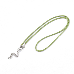 Vert Jaune Ciré fabrication de collier, avec alliage de zinc mousquetons, platine, vert jaune, 17.8 pouces ~ 18 pouces (45.5~46 cm), 2mm