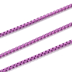 Фиолетовый Латунные цепи, окрашенные распылением, венецианские цепи, с катушкой, несварные, фиолетовые, 2x2.5x2.5 мм