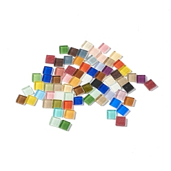 Couleur Mélangete Carreaux de mosaïque en verre cabochons, pour la décoration de la maison ou le bricolage, carrée, couleur mixte, 15x15x4mm, environ450 pcs / 1000 g