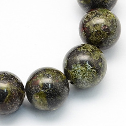 Dragon Blood Round Natural Dragon Blood Jasper Beads Strands, 6~7mm, Hole: 1mm, about 60pcs/strand, 15.1 inch