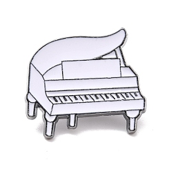 Blanc Broche en émail de piano, Insigne en alliage d'instruments de musique pour vêtements de sac à dos, gris anthracite, blanc, 23x26x1.5mm