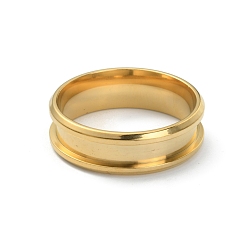 Золотой 201 Нержавеющая сталь рифленая кольцевая рифленая, кольцевой сердечник, для изготовления инкрустации, золотые, размер США 14 (23 мм)