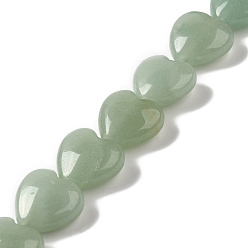 Green Aventurine Natural Green Aventurine Beads Strands, Heart, 15x16x7.5mm, Hole: 1mm, about 12pcs/strand, 6.97''~7.09''(17.7~18cm)