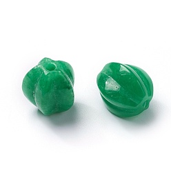Myanmar Jade Perles naturelles de jade du Myanmar / jade birmane, teint, caramboles, 14x12.5~13mm, Trou: 1.6~1.8mm