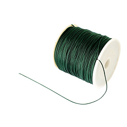 Verde Oscuro Hilo de nylon trenzada, Cordón de anudado chino cordón de abalorios para hacer joyas de abalorios, verde oscuro, 0.8 mm, sobre 100 yardas / rodillo