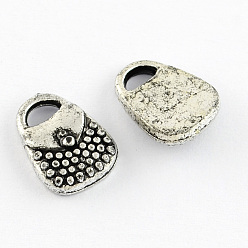 Antique Silver Vintage Acrylic Charms, Hand Bag, Antique Silver, 13x10x4mm, Hole: 4x2mm, about 1700pcs/500g