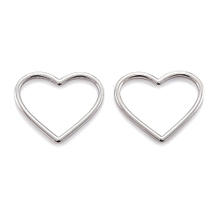 Stainless Steel Color 304 Stainless Steel Linking Rings, Heart, Stainless Steel Color, 24x28x2mm