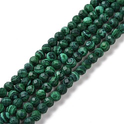 Malachite Synthetic Malachite Beads Strands, Faceted, Round, 4mm, Hole: 0.9mm, about 103pcs/strand, 15.43 inch(39.2cm)