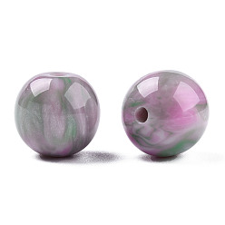 Violet Perles en résine, pierre d'imitation, ronde, violette, 12x11.5mm, Trou: 1.5~3mm