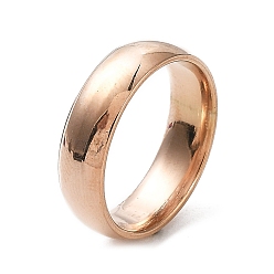 Rose Gold Ion Plating(IP) 304 Stainless Steel Flat Plain Band Rings, Rose Gold, Size 7, Inner Diameter: 17mm, 6mm