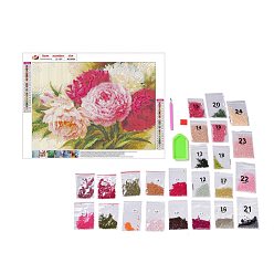 Flower DIY 5D Flower Pattern Canvas Diamond Painting Kits, with Resin Rhinestones, Sticky Pen, Tray Plate, Glue Clay, for Home Wall Decor Full Drill Diamond Art Gift, Flower Pattern, 39x29x0.03cm
