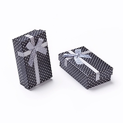 Noir Boîtes de collier en carton avec bowknot et éponge à l'intérieur, pour les colliers et pendentifs, rectangle, noir, 80x50x25mm