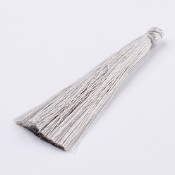 Silver Nylon Tassel Pendant Decoration, Silver, 65~74x6mm