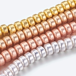 Couleur Mélangete Non-magnétiques perles d'hématite synthétique brins, givré, rondelle, couleur mixte, 3x2mm, Trou: 1mm, Environ 206 pcs/chapelet, 16.1 pouce (41 cm)
